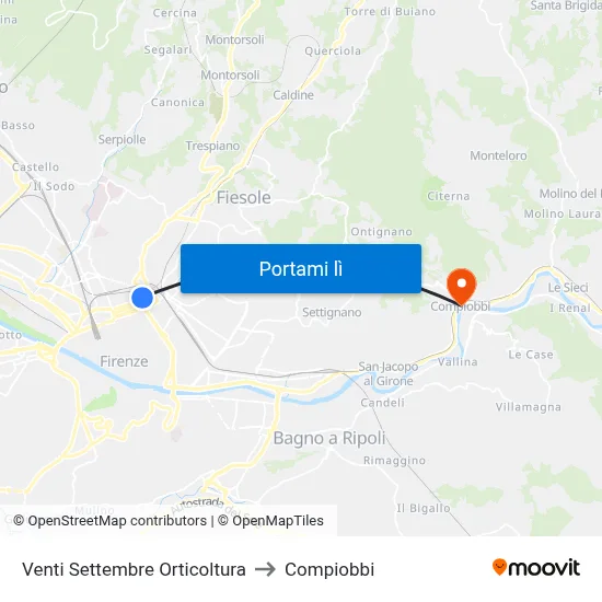 Venti Settembre Orticoltura to Compiobbi map