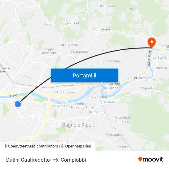 Datini Gualfredotto to Compiobbi map