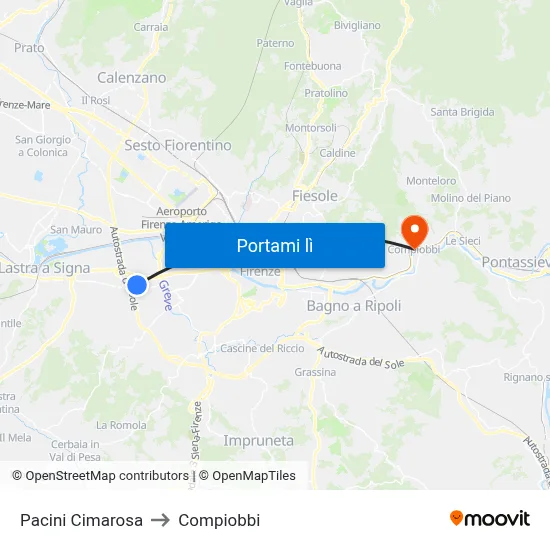 Pacini Cimarosa to Compiobbi map