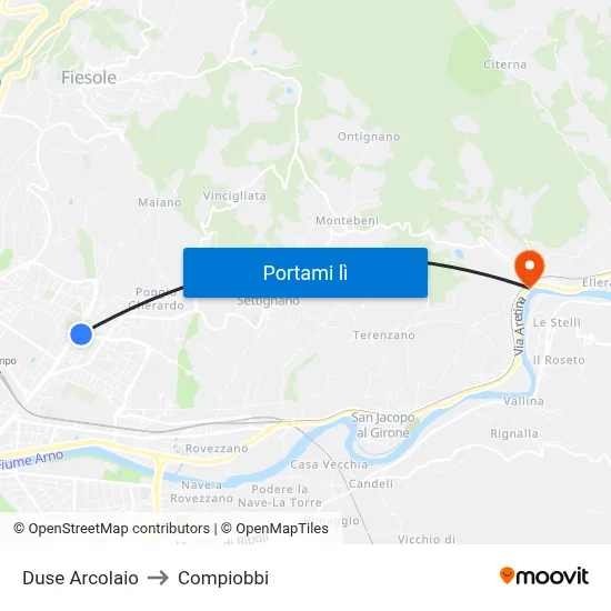 Duse Arcolaio to Compiobbi map
