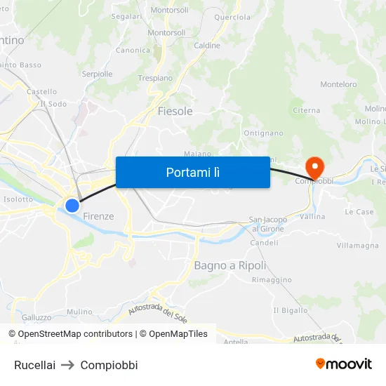 Rucellai to Compiobbi map