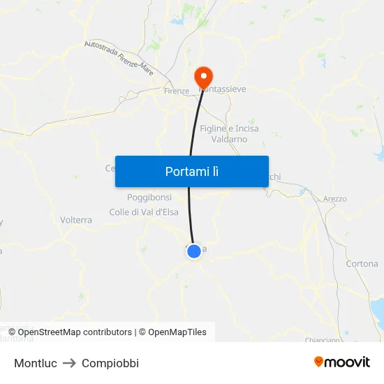 Montluc to Compiobbi map