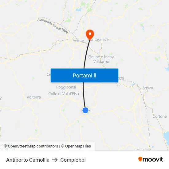Antiporto Camollia to Compiobbi map