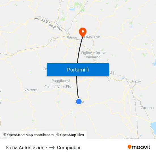 Siena Autostazione to Compiobbi map