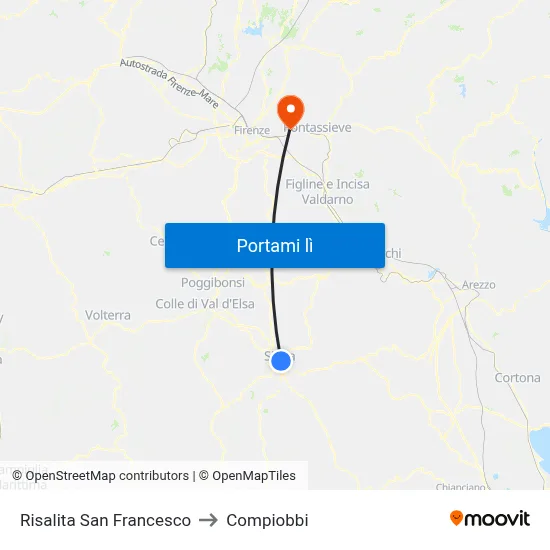 Risalita San Francesco to Compiobbi map