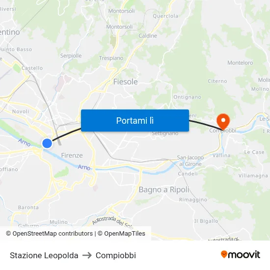 Stazione Leopolda to Compiobbi map