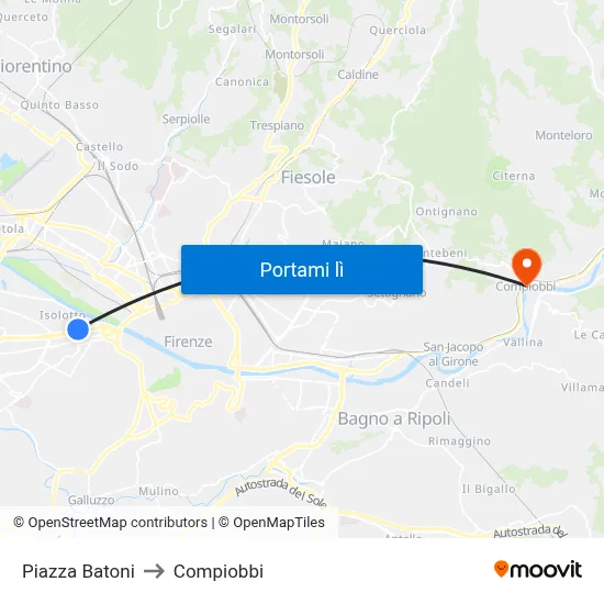 Piazza Batoni to Compiobbi map