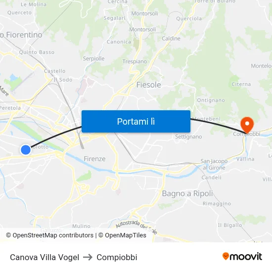 Canova Villa Vogel to Compiobbi map