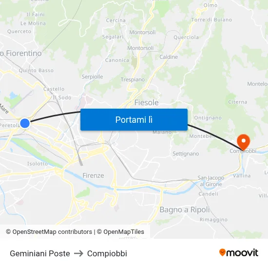 Geminiani Poste to Compiobbi map