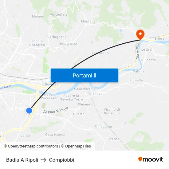 Badia A Ripoli to Compiobbi map