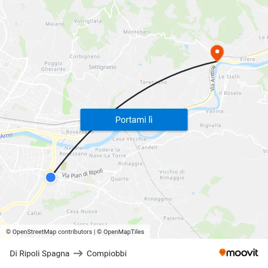 Di Ripoli Spagna to Compiobbi map