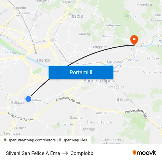 Silvani San Felice A Ema to Compiobbi map