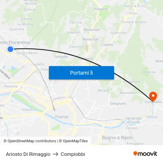 Ariosto Di Rimaggio to Compiobbi map