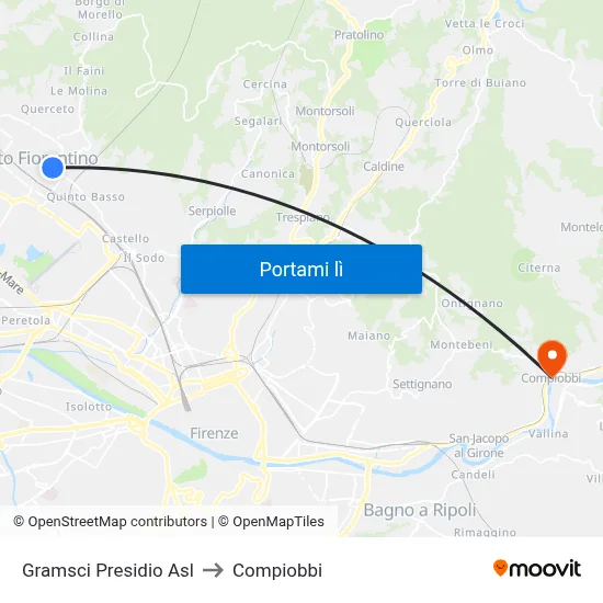 Gramsci Presidio Asl to Compiobbi map