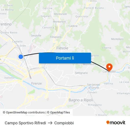 Campo Sportivo Rifredi to Compiobbi map