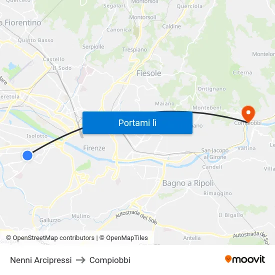 Nenni Arcipressi to Compiobbi map