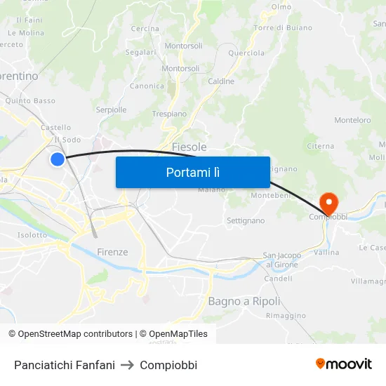 Panciatichi Fanfani to Compiobbi map