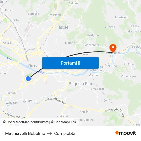 Machiavelli Bobolino to Compiobbi map