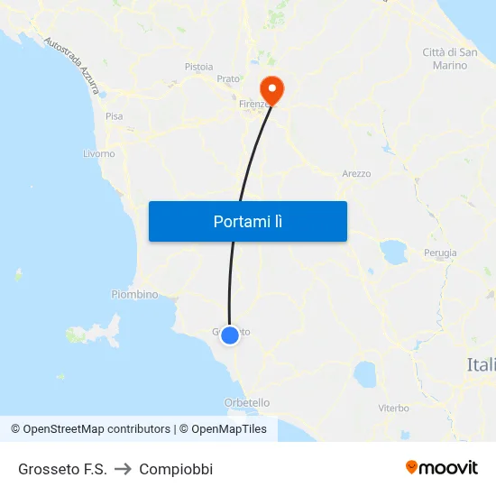 Grosseto F.S. to Compiobbi map