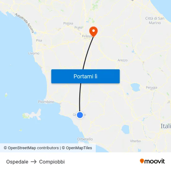 Ospedale to Compiobbi map