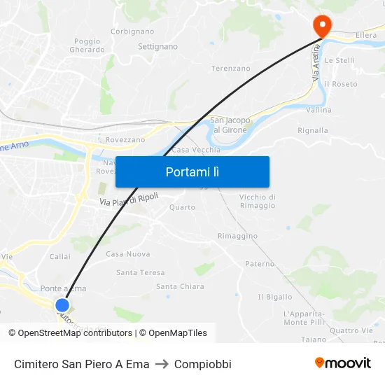Cimitero San Piero A Ema to Compiobbi map