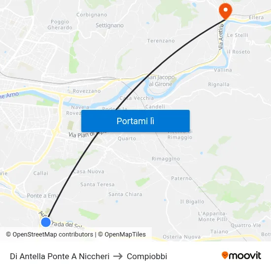 Di Antella Ponte A Niccheri to Compiobbi map