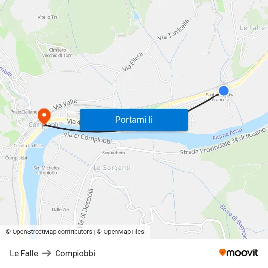 Le Falle to Compiobbi map