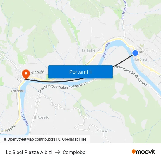 Le Sieci Piazza Albizi to Compiobbi map