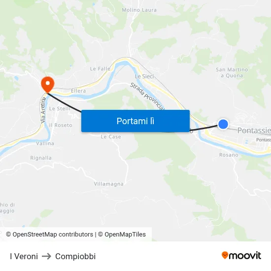 I Veroni to Compiobbi map