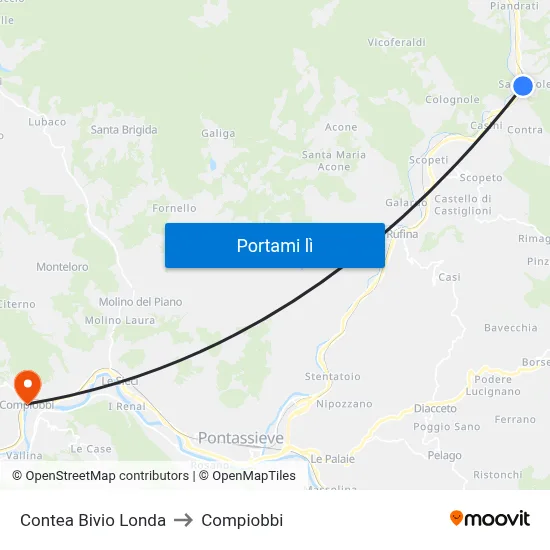 Contea Bivio Londa to Compiobbi map