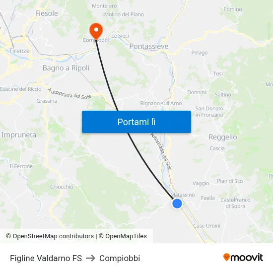 Figline Valdarno FS to Compiobbi map