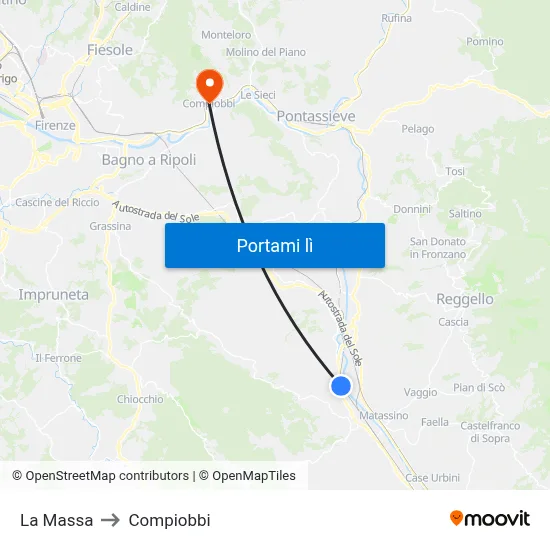 La Massa to Compiobbi map