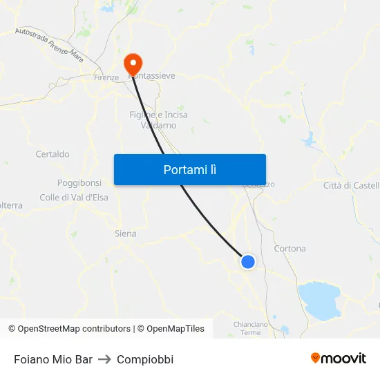 Foiano Mio Bar to Compiobbi map