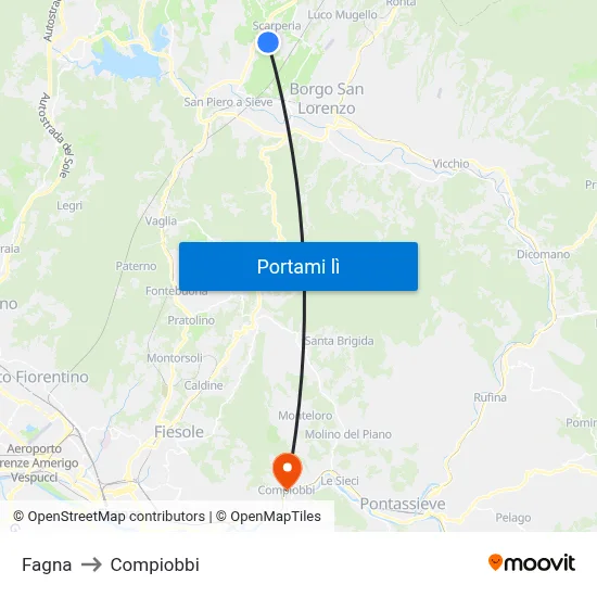 Fagna to Compiobbi map