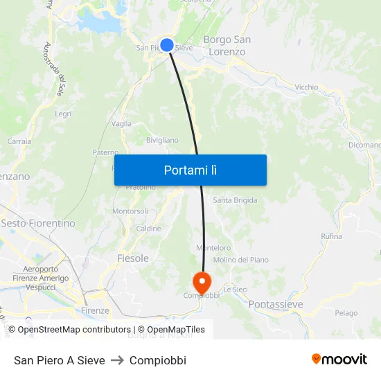 San Piero A Sieve to Compiobbi map