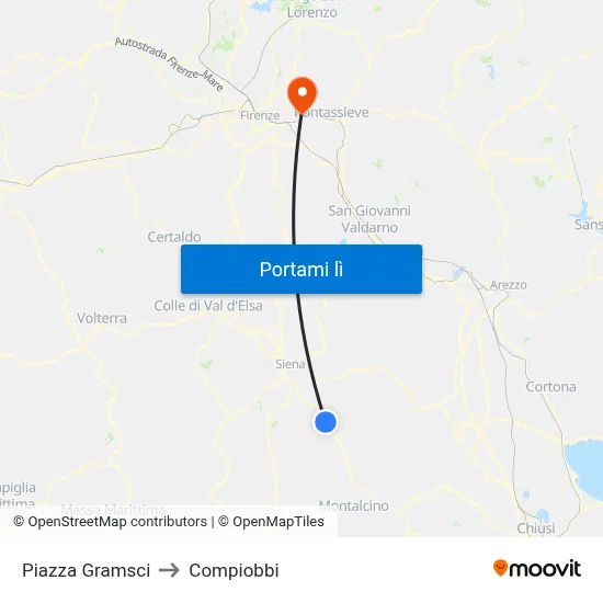 Piazza Gramsci to Compiobbi map