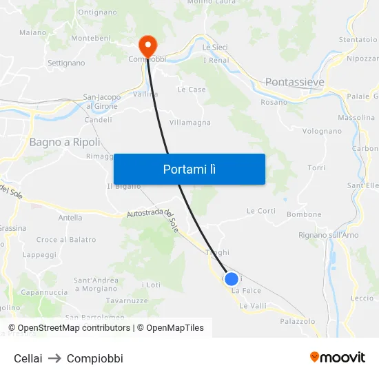 Cellai to Compiobbi map