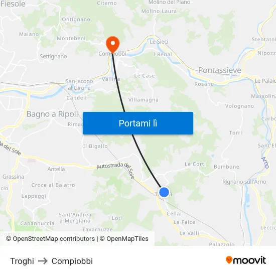Troghi to Compiobbi map