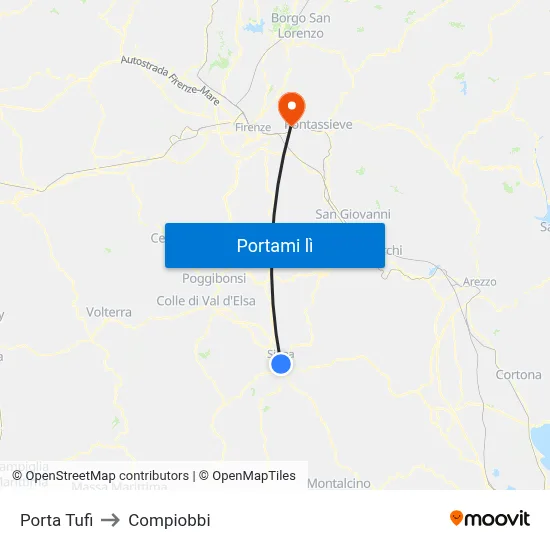 Porta Tufi to Compiobbi map
