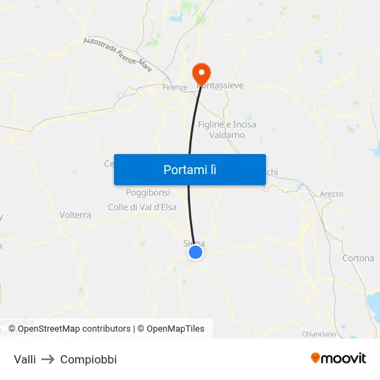Valli to Compiobbi map