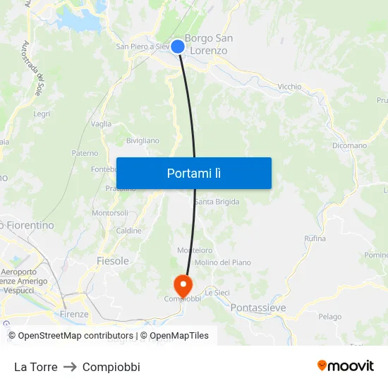 La Torre to Compiobbi map