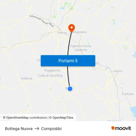 Bottega Nuova to Compiobbi map