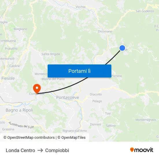 Londa Centro to Compiobbi map