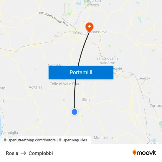Rosia to Compiobbi map