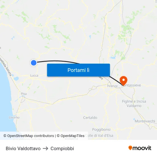 Bivio Valdottavo to Compiobbi map