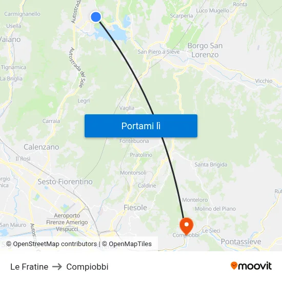 Le Fratine to Compiobbi map