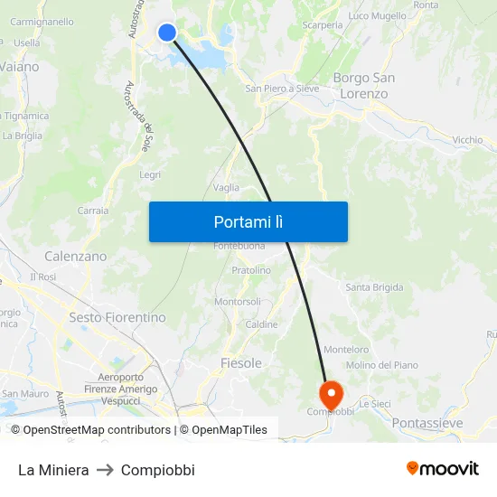 La Miniera to Compiobbi map