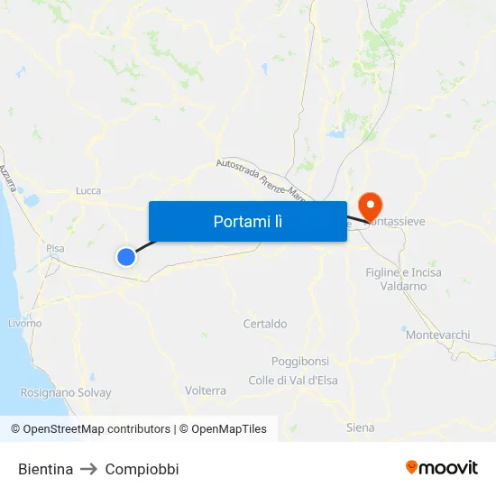 Bientina to Compiobbi map