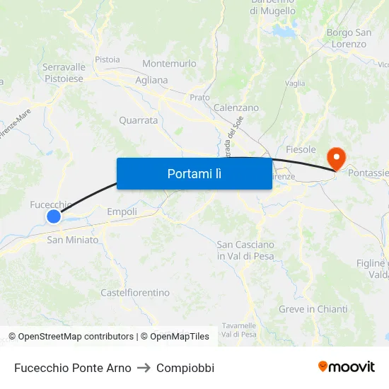 Fucecchio Ponte Arno to Compiobbi map