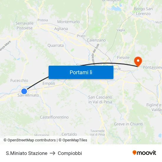 S.Miniato Stazione to Compiobbi map